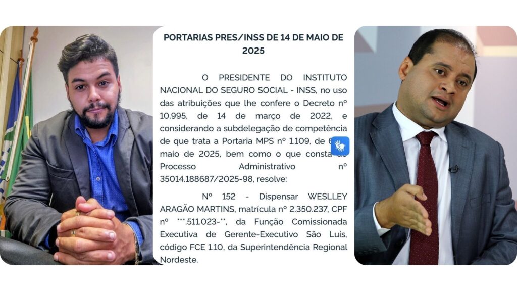 A exoneração de Weslley Martins do cargo de gerente executivo do INSS no Maranhão evidencia ainda mais o enfraquecimento político do Senador Weverton Rocha. A exoneração de Weslley Martins do cargo de gerente executivo do INSS no Maranhão evidencia ainda mais o enfraquecimento político do Senador Weverton Rocha.