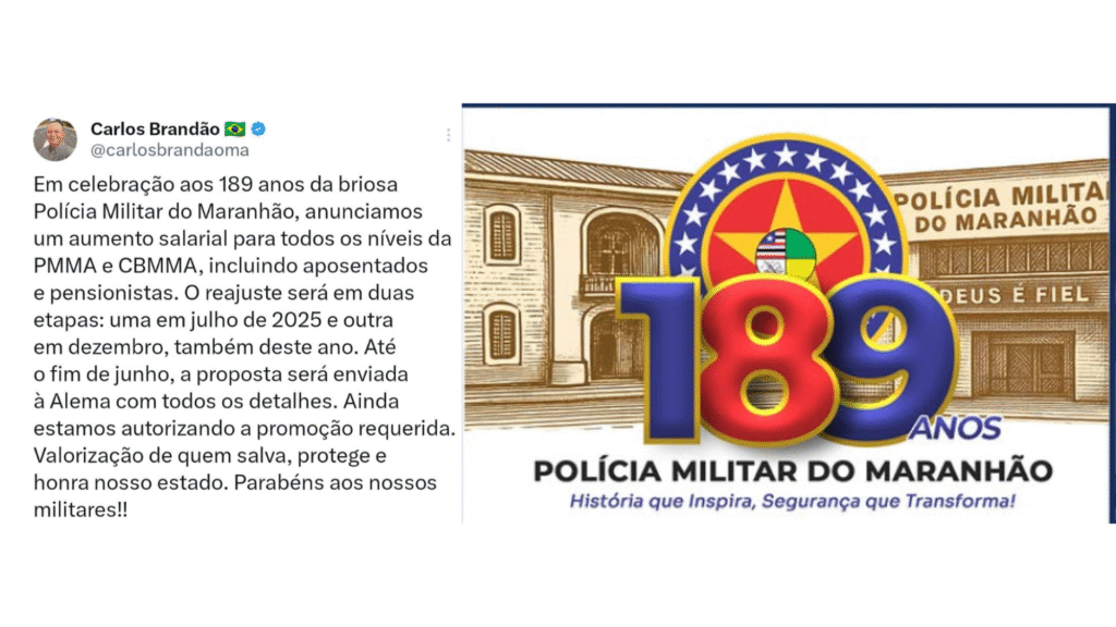 O governador do Maranhão; Carlos Brandão, Anunciou reajuste Salarial para os PMs e Bombeiros do Estado O governador do Maranhão; Carlos Brandão, Anunciou reajuste Salarial para os PMs e Bombeiros do Estado